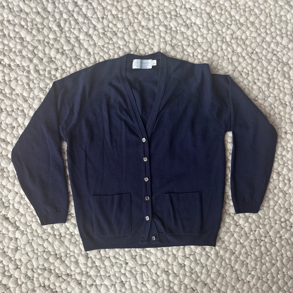 Edinburgh navy wool cardigan
